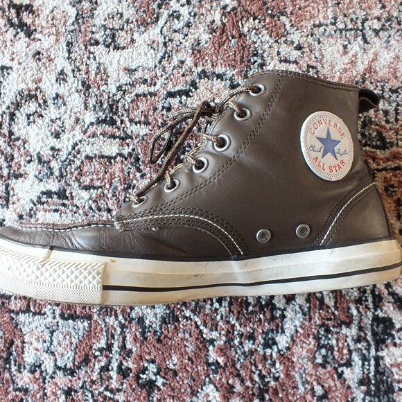Converse Chuck Taylor Brown Leather High Tops Size 10 - Picture 5 of 5